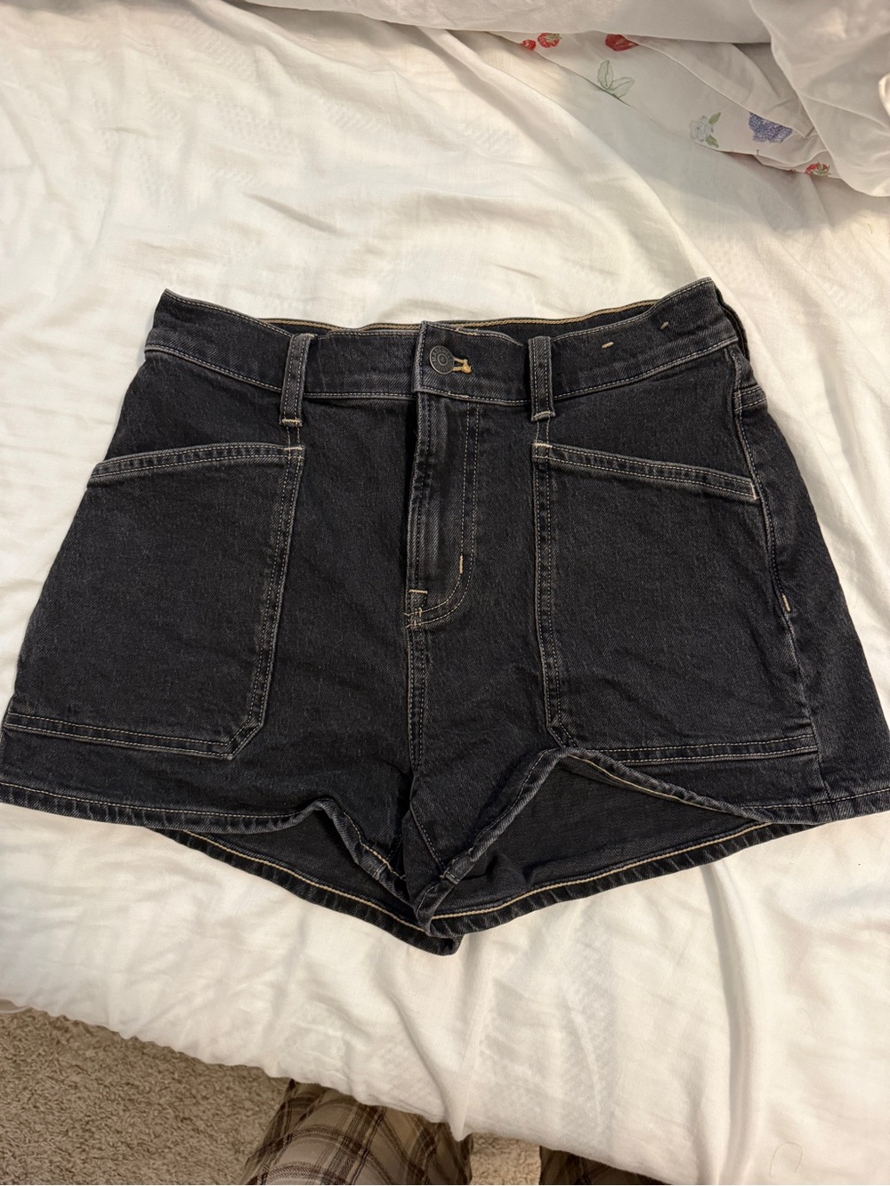 Madewell High rise black denim shorts